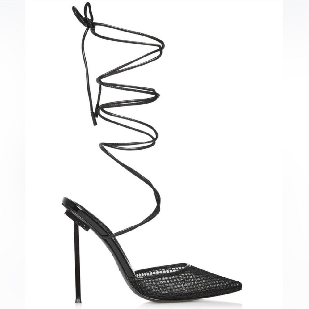 Jessica Rich Lace Up Pumps Women's 37 Black Pointed Toe Whimsygoth Shoes Sandals